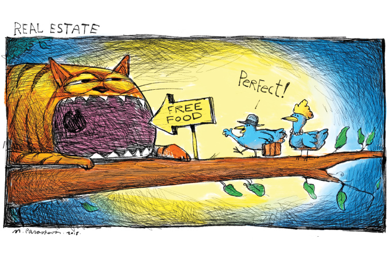 Real Estate Free Food Cartoon by Mickey Paraskevas