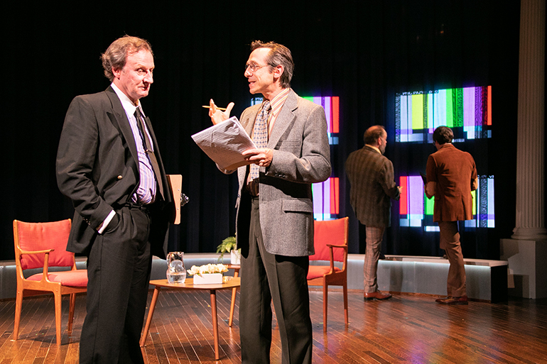 Daniel Gerroll and Price Waldman in 'Frost/Nixon' at Bay Street, Photo: Lenny Stucker