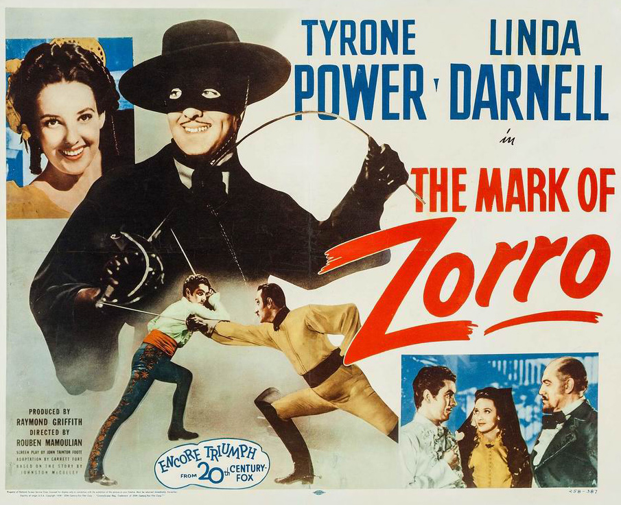 Poster for 'Mark of Zorro,' perhaps Tyrone Power's most iconic film