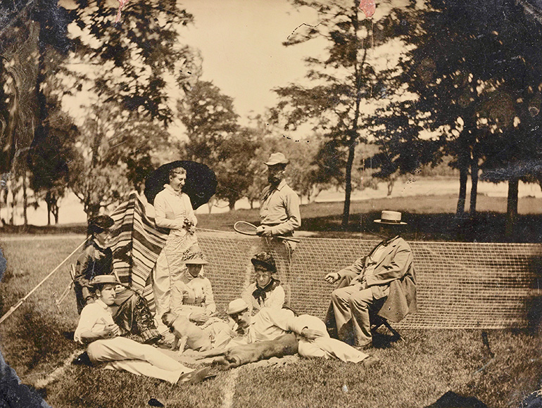 Lawn tennis on Sylvester Manor grounds, circa 1880s