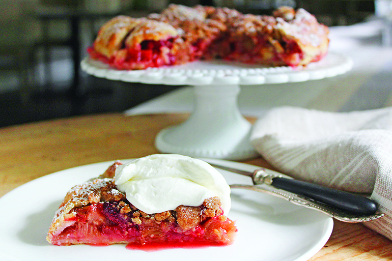 Strawberry-Rhubarb Croustada with Rose-Scented Crème Fraîche, Photo: Courtesy Claudia Fleming
