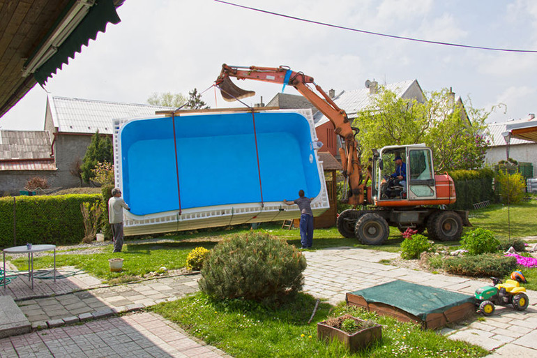 Landscape swimming pool install