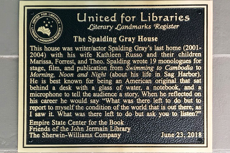 Spalding Gray plaque