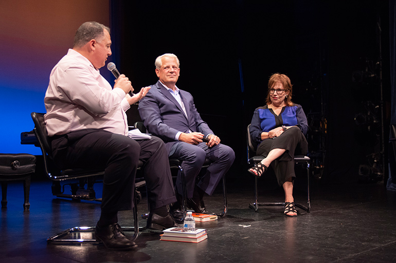 Eric Feil, Steve Israel and Joy Behar in the Fake News vs. Fiction panel