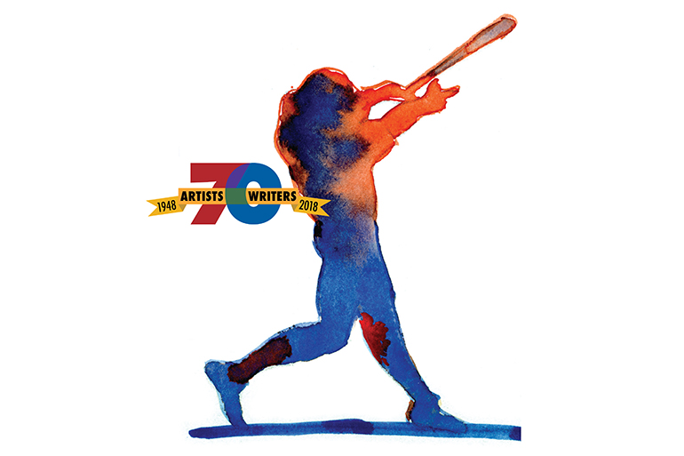 Art by Walter Bernard for 70th annual Artists & Writers Celebrity Softball Game