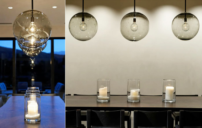 Hand-blown Bolhas fixtures by Helen Gifford