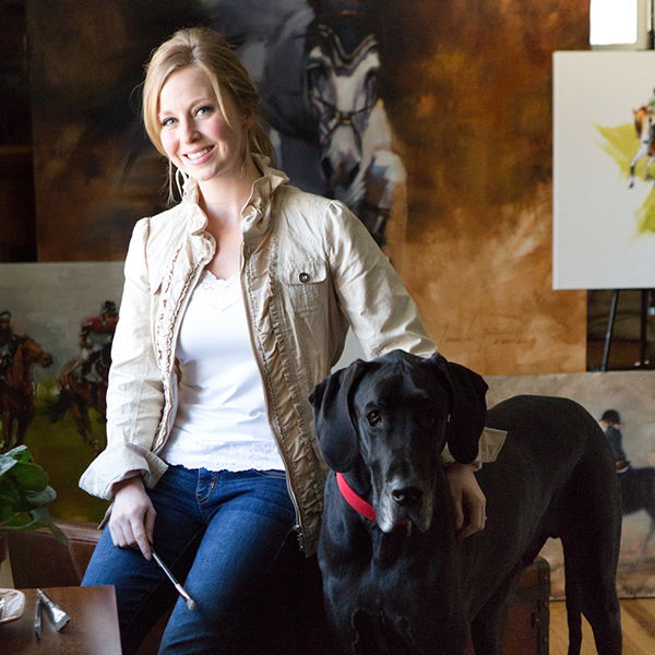 Jennifer Brandon with black lab dog