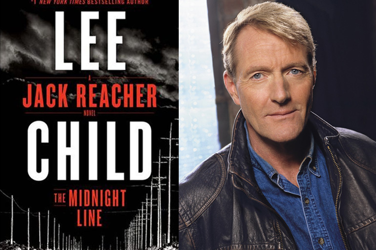 Lee Child with his book "Midnight Line"