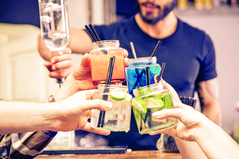 40113542 - toast with coktails glasses. concept about night life, alchool, friendship, bartending, fun , and people