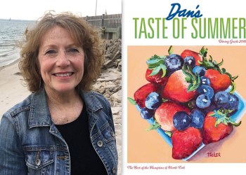 Patricia Pfeiler and her 2018 Dan's Papers Dining Guide cover art