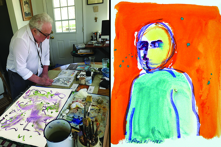 Vincent Pepi creating new paintings, like the finished "#946" on right, Photos: Courtesy Pepi Design Group