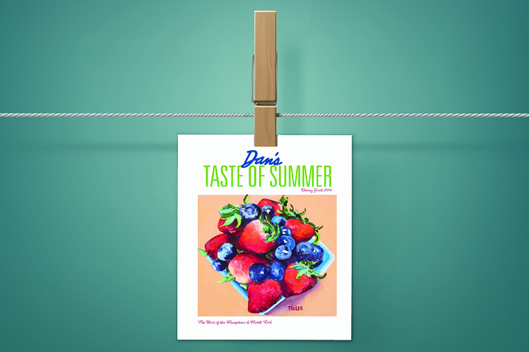 Dan's Taste of Summer Dining Guide hanging in Hamptons home Photo: iStock, Art: Patricia Feiler