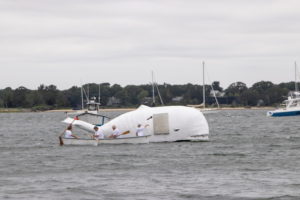 Getting a direct hit, this team hit the whale with their harpoon and raced back to take first place for the round