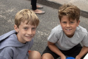 Ben, age 9, and Nate, age 8, playing a game of Connect Four
