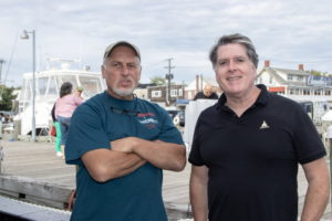 Charlie Ritchie and Bob McInniss aboard the 80 year old fireboat. The fireboat Fire Fighter led the FDNY Marine Unit response on September 11, 2001 and helped supply water after the World Trade Center terrorists attacks