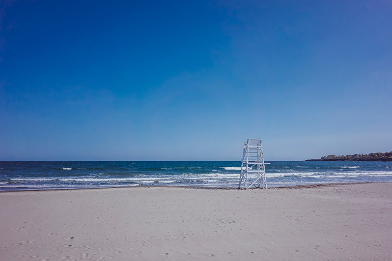 Empty lifeguard chair