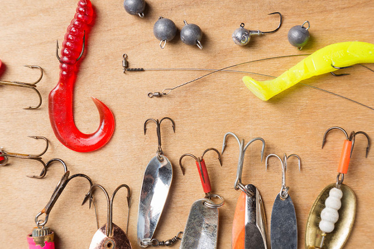 Fishing spoons, rubber Gulps and other saltwater fishing tackle