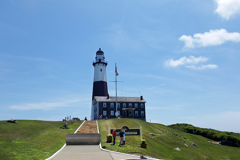 Sidewalk getting rolled up at Montauk Lighthouse