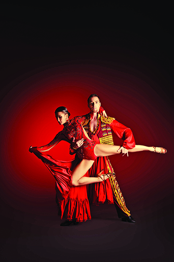 33654662 - professional dancers perform latino dance. passion and expression.