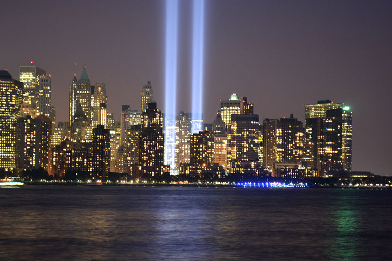 Post 9/11 tribute in the Lower Manhattan skyline