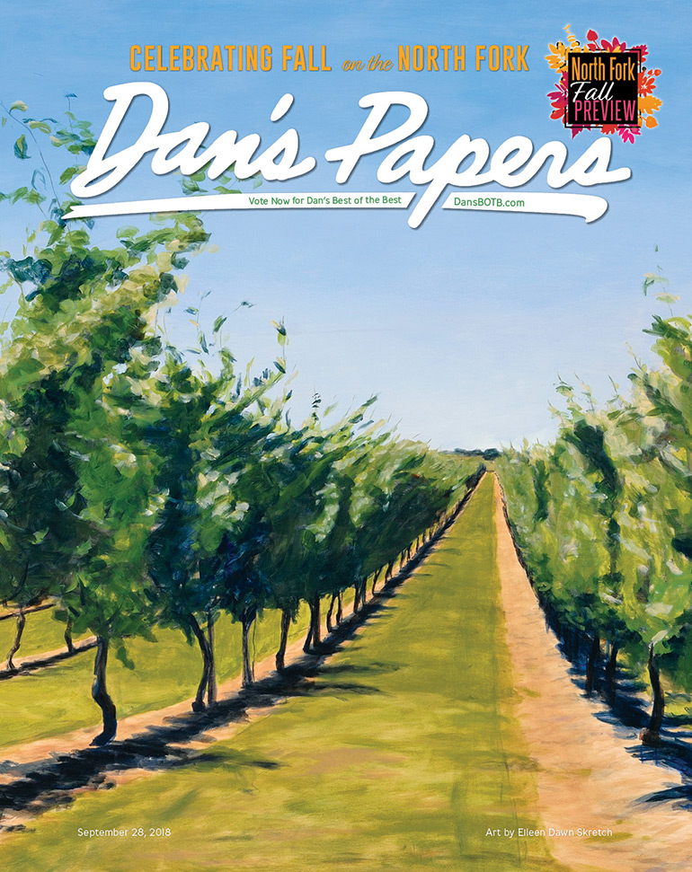 September 28, 2018 Dan's Papers cover art "Touching the Sky" by Eileen Dawn Skretch