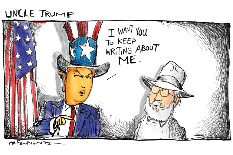 Crazy Uncle Trump cartoon by Mickey Paraskevas