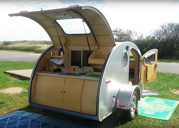 Cosmo Weems' teardrop trailer at Hither Hills in Montauk