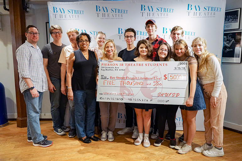 Pierson IB students and teachers with $5,000 check for Bay Street Theater