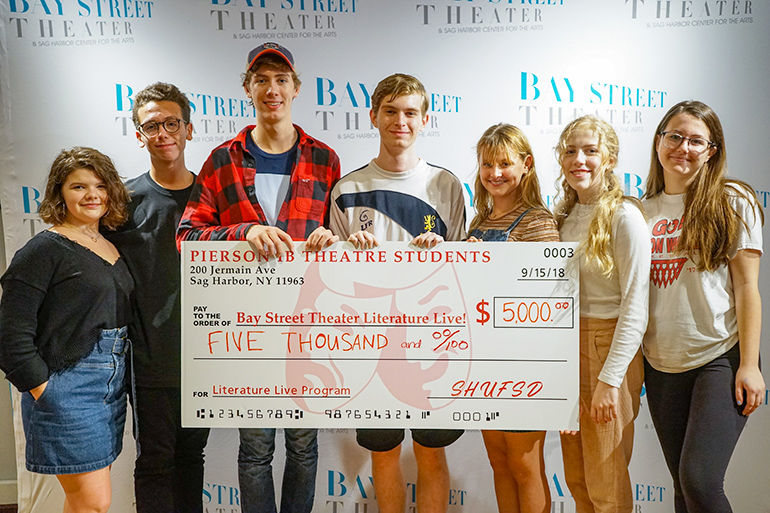Pierson IB students with $5,000 check for Bay Street Theater