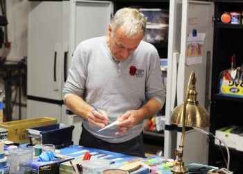 Jean-Michel Andriot at work in his Studio Jean-Michel workshop in Westhampton Beach