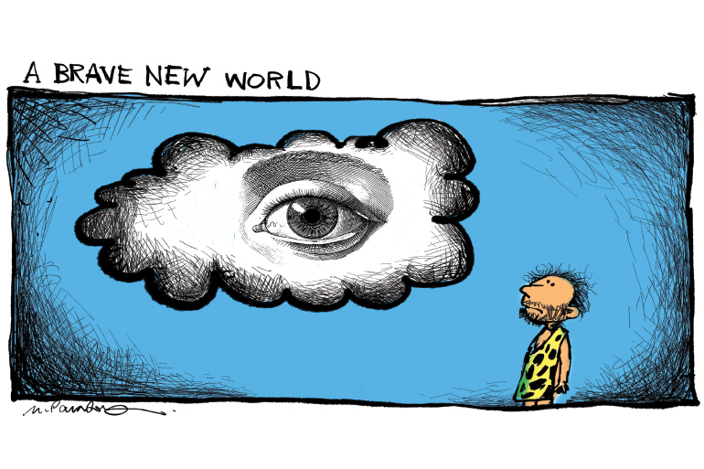 A Brave New World cartoon by Mickey Paraskevas