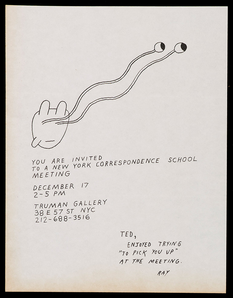 NY Correspondence School letter by Ray Johnson