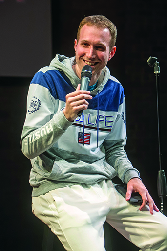 Comedian Joe Vecsey hosted the All-Star Comedy Show with comedians Brendan Sagalow, Mike Cannon and Harris Stanton at the Bay Street Theater in Sag Harbor, New York on October 21st, 2017