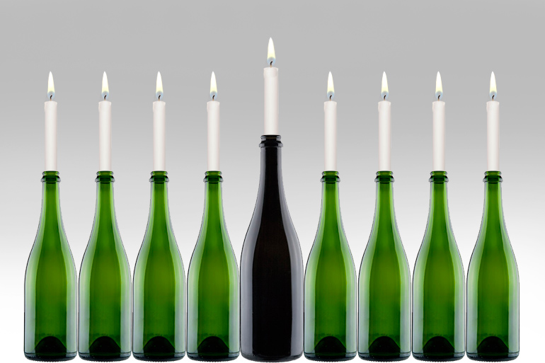 Wine bottle menorah