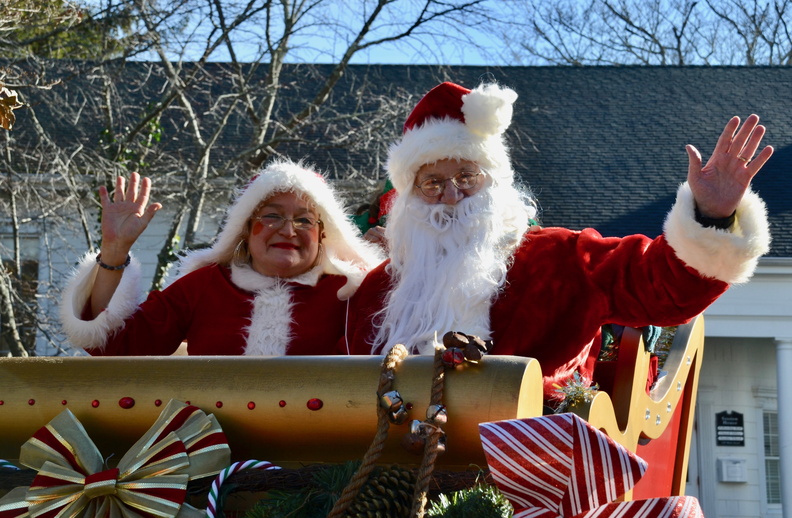 Mrs. Claus, Juliette Parker, Board of Directors Kiwanis with Dan Rattiner as Santa , the main attractions for the Santa Parade