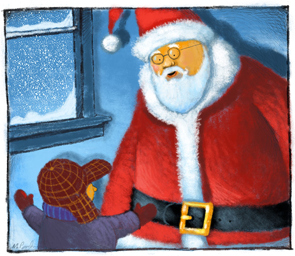 Dan's Christmas 2018 fable cartoon with Santa Claus by Mickey Paraskevas