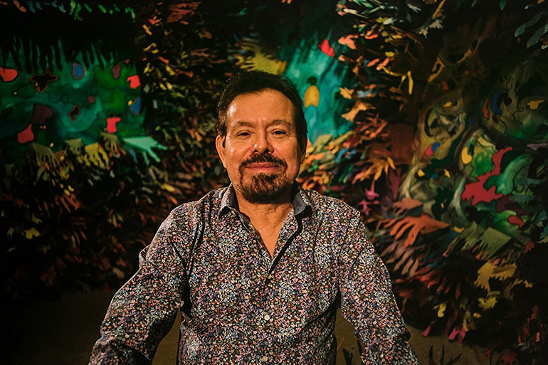 Francisco Alvarado-Juárez in from of "Light of the Ocean," Image: Rahil Ashruff