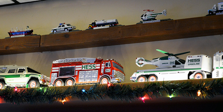 Chris Denon's Hess Toy Trucks on display at Twin Forks Moving