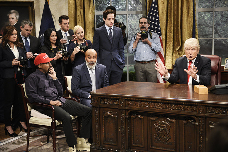 When Chris Redd's Kanye West met Alec Baldwin's Donald Trump, Image: Will Heath/NBC