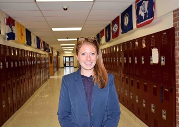 Southampton Intermediate School family and consumer sciences teacher Christina Cassel standing in school hallway