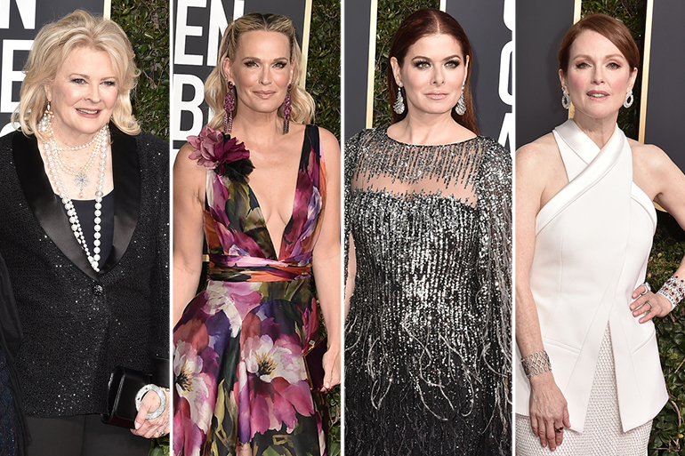 Candice Bergen, Molly Sims, Debra Messing, Julianne Moore at the 2019 Golden Globes, Images: ©PATRICKMCMULLAN.COM