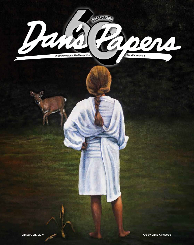 January 25, 2019 Dan's Papers cover art "Francesca and the Deer" by Jane Kirkwood