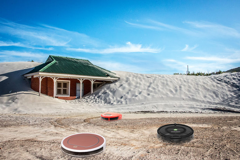 Robot vacuum cleaners, aka Roombas, set out to clean the rampant dust in Amagansett