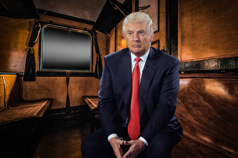 Trump waits for Chuck and Nancy on the Hamptons Subway Internationale