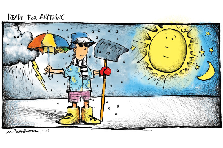 Weather prep cartoon by Mickey Paraskevas