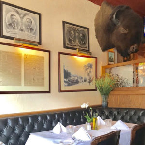Teddy Roosevelt's last bison hangs above diners at Tweed's, Photo: Courtesy Ed Tuccio