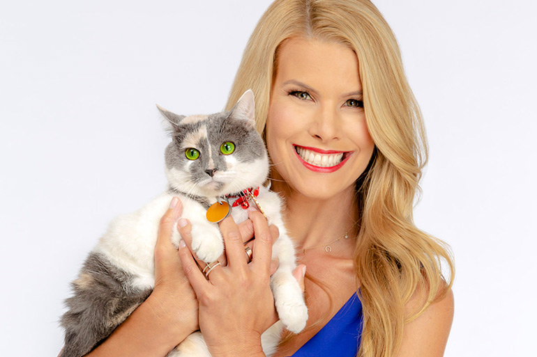 Beth Stern with cat for Kitten Bowl and Cat Bowl