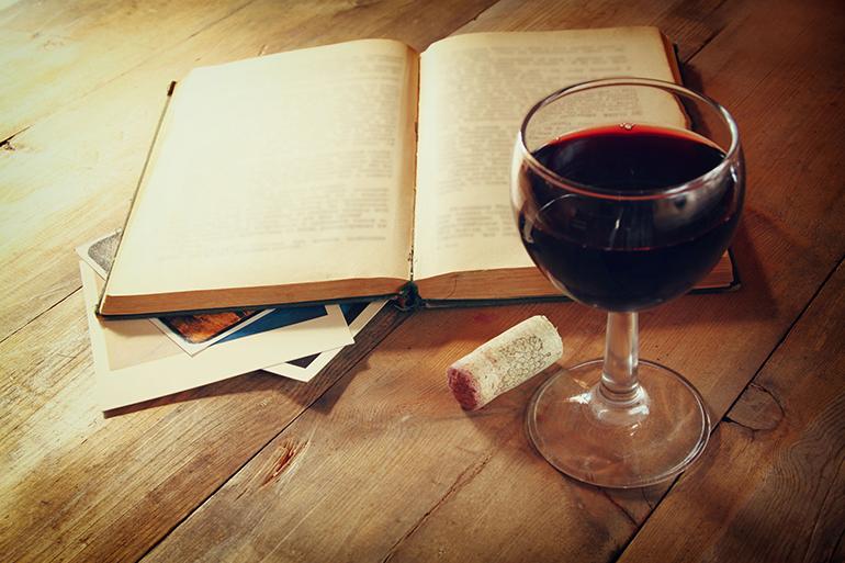 book and wine