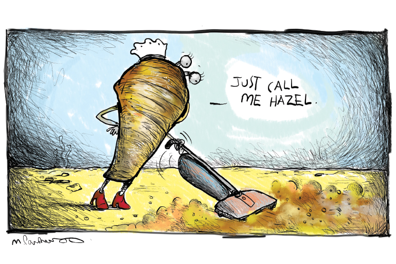 Oyster vacuuming cartoon by Mickey Paraskevas