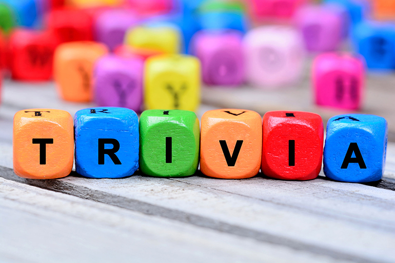 The colorful word Trivia on wooden table